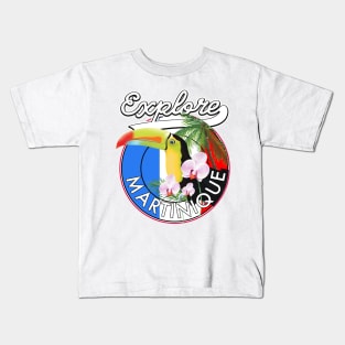 Explore Martinique travel logo Kids T-Shirt